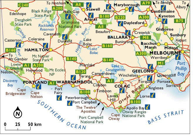 map of the Great Ocean Road in Victoria Australia |Credits Tourism Victoria