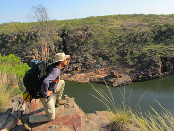 Rob Speld surveying Ketherin Gorge on a tek up the gorges a few years ago.