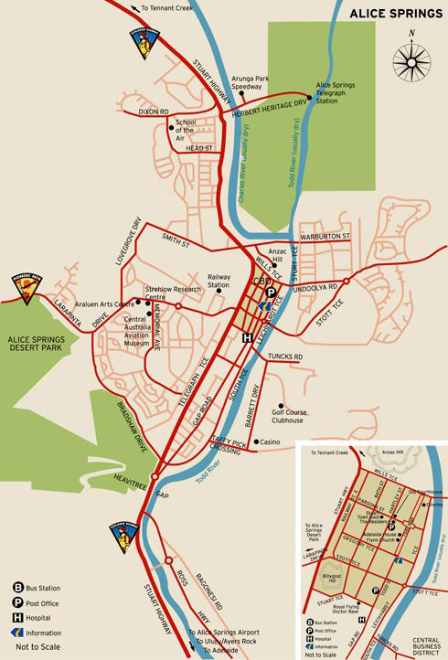Map of Alice Springs  |  Credits NTTC