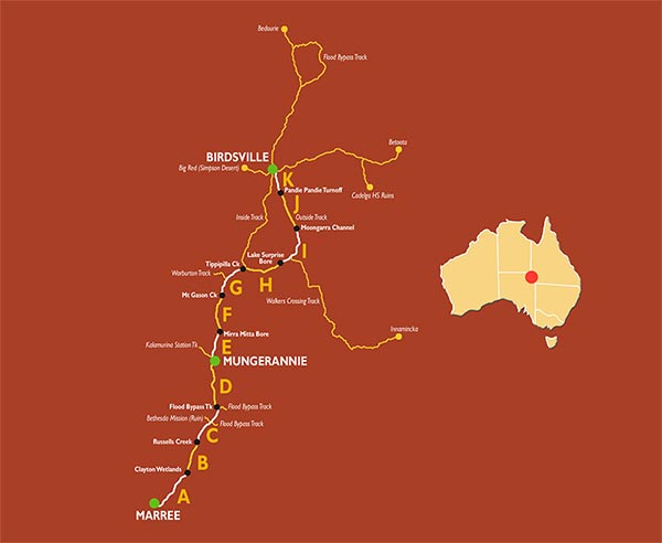 Map of Australia Birdsville Track - Credits Outback Travellers