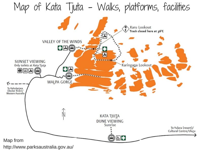 Kata Tjuta tthe olgas map and walks | Credit Parks Australia