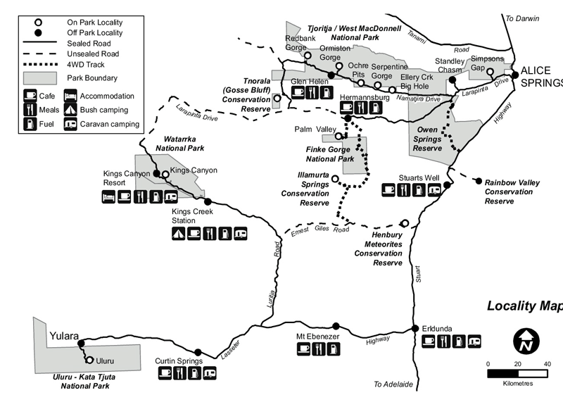 Map of the West MacDonnell Ranges  |  Credits Parks Australia