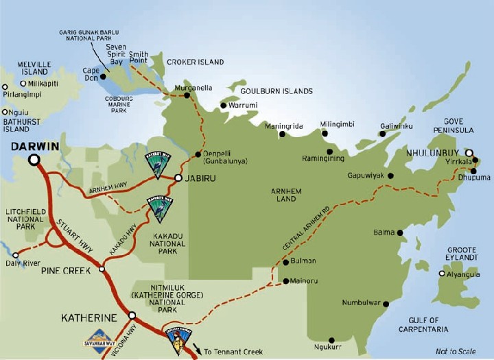 Appel til at være attraktiv opbevaring coping Map of Australia's Top End and Gulf Region ( Arnhemland ) Northern  Territory Australia