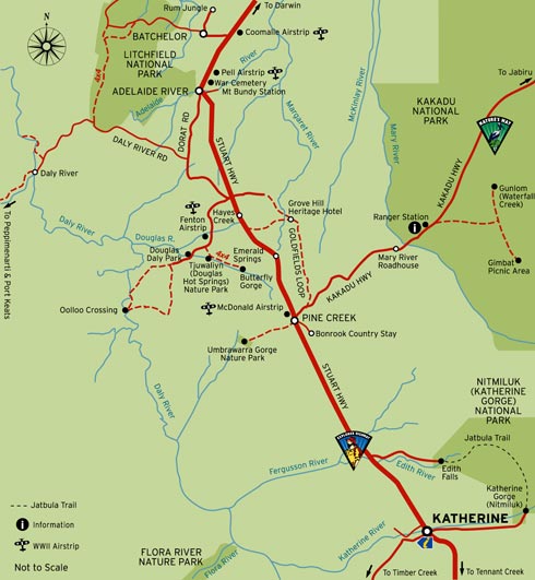 map Australia at Batchelor to Katherine - Credit NTTC