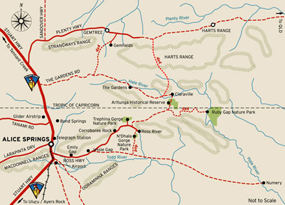 Map of the East MacDonnell Ranges | Credits NTTC 