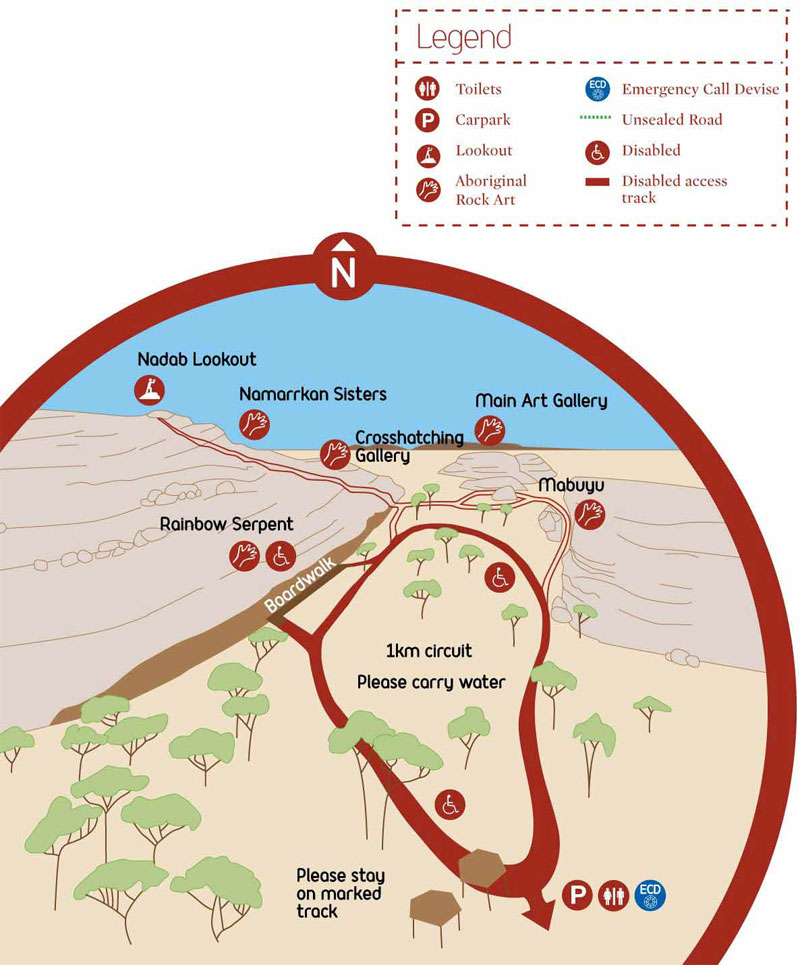 Map of Ubirr in Kakadu | Credits ParksAustralia