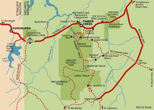 Map of Kununurra to Katherine on the Victoria Highway | Thanks our friends at ParksNT