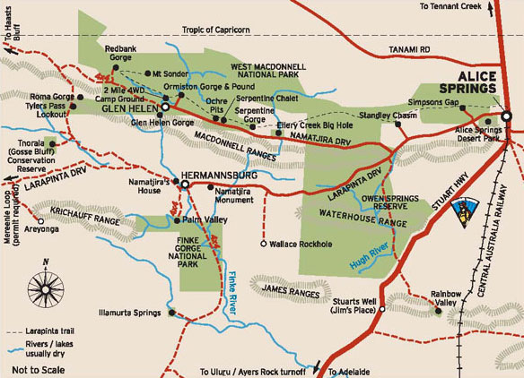 Map of Western MacDonnnells Ranges | Credits NTTC