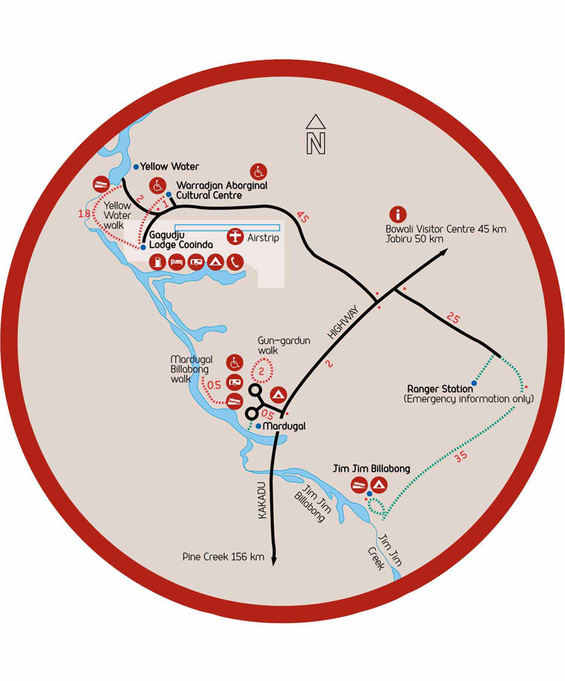 Map of Yellow Water Wetland in Kakadu | Credits ParksAustralia